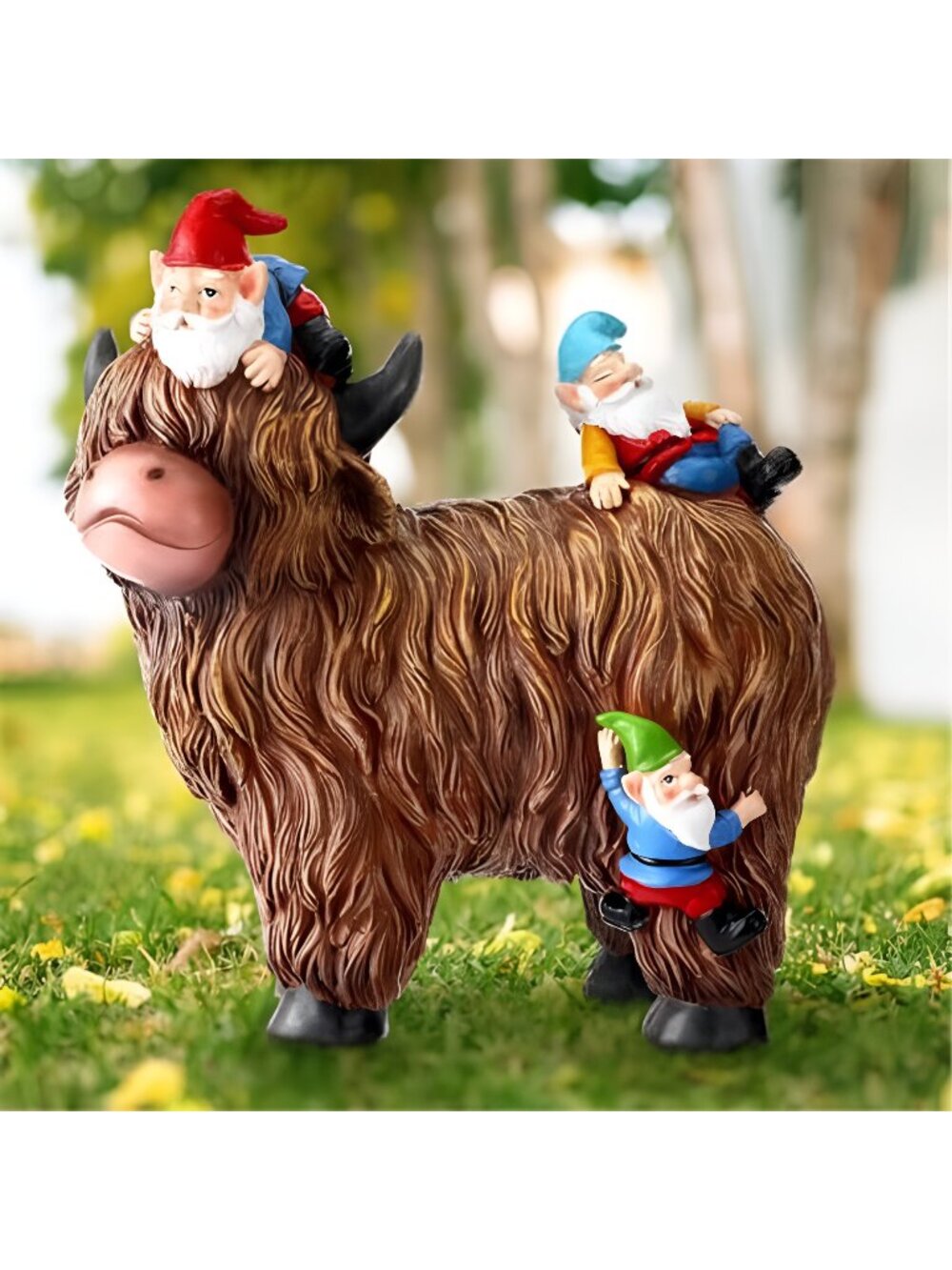 Garden Gnomes Statues Decor 9.84'' Highland Cow Garden Statues Resin